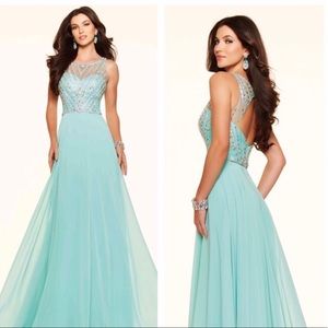 Mori Lee Seafoam Green Prom Dress w/ Beaded Bodice